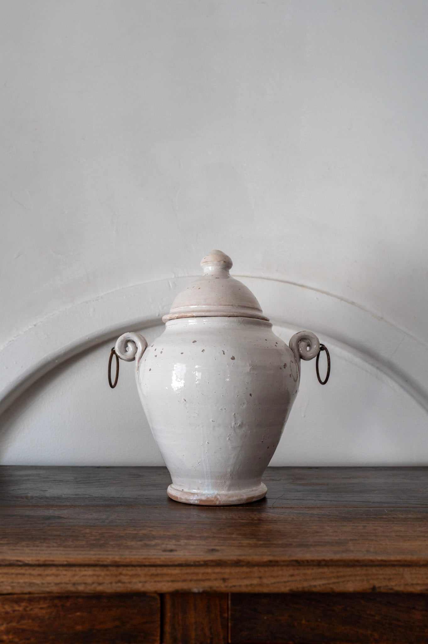Italy Puglia White Glazed Storage Jar with Lid