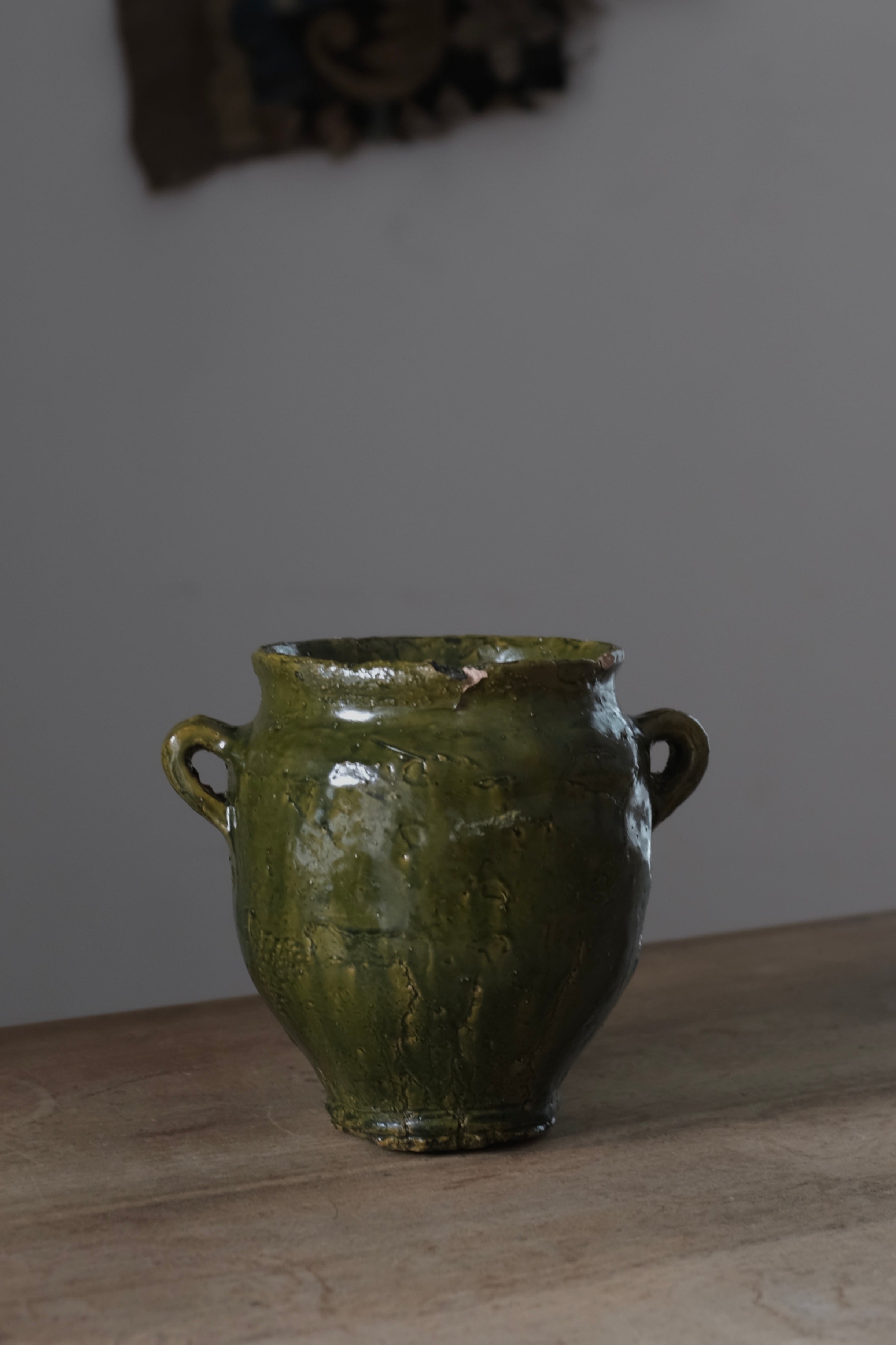 Provence Confit Pot 1800s / 南仏 緑釉壺 コンフィ ポット フランス アンティーク, Provence Pot,- ambiant