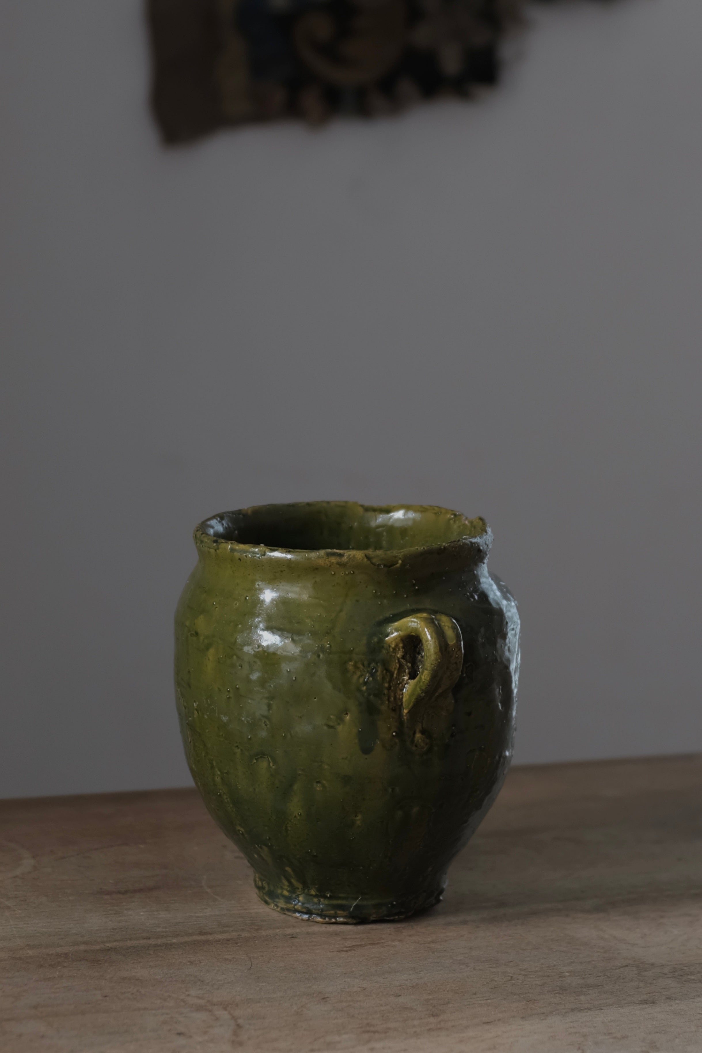 Provence Confit Pot 1800s / 南仏 緑釉壺 コンフィ ポット フランス アンティーク, Provence Pot,- ambiant