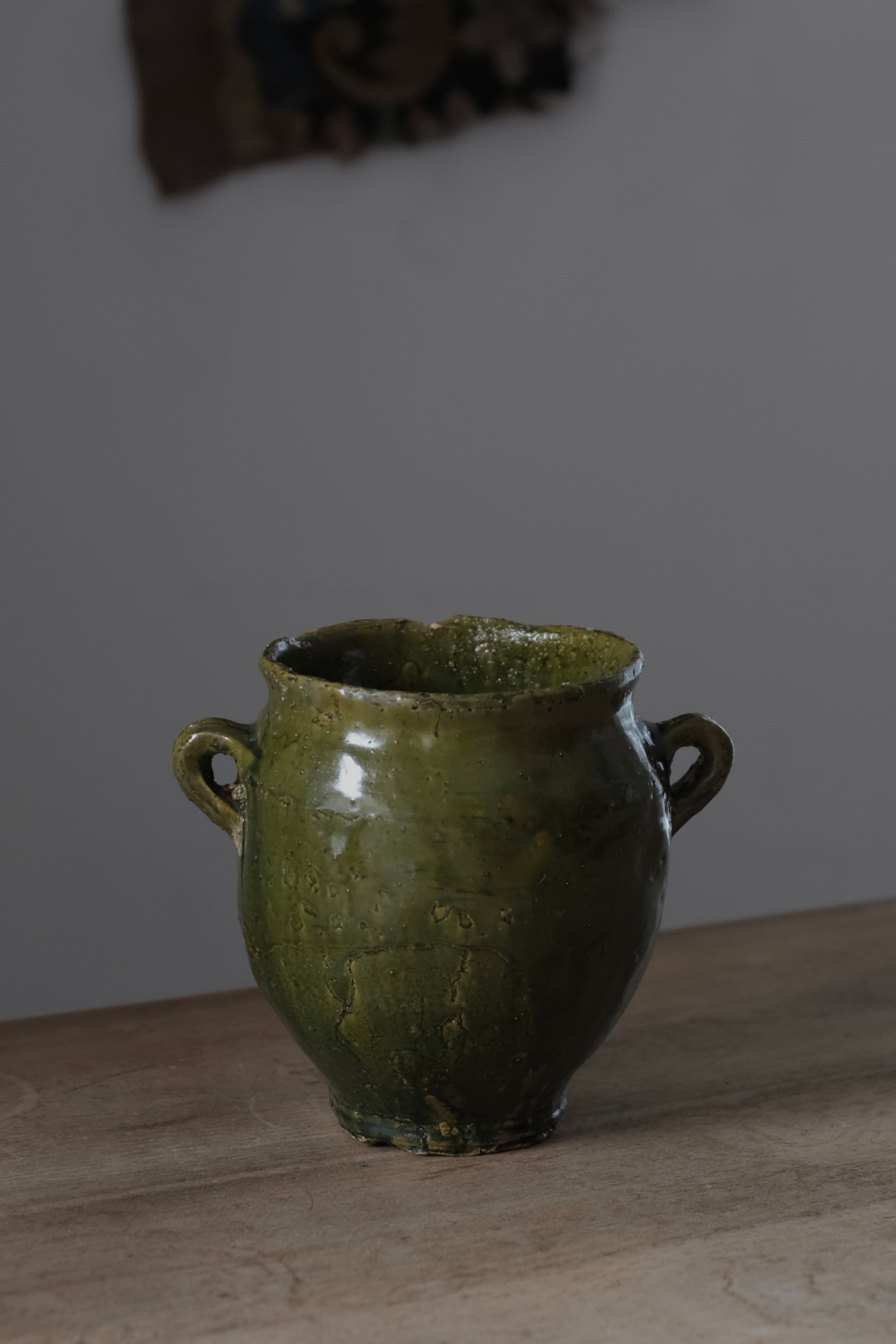 Provence Confit Pot 1800s / 南仏 緑釉壺 コンフィ ポット フランス アンティーク, Provence Pot,- ambiant