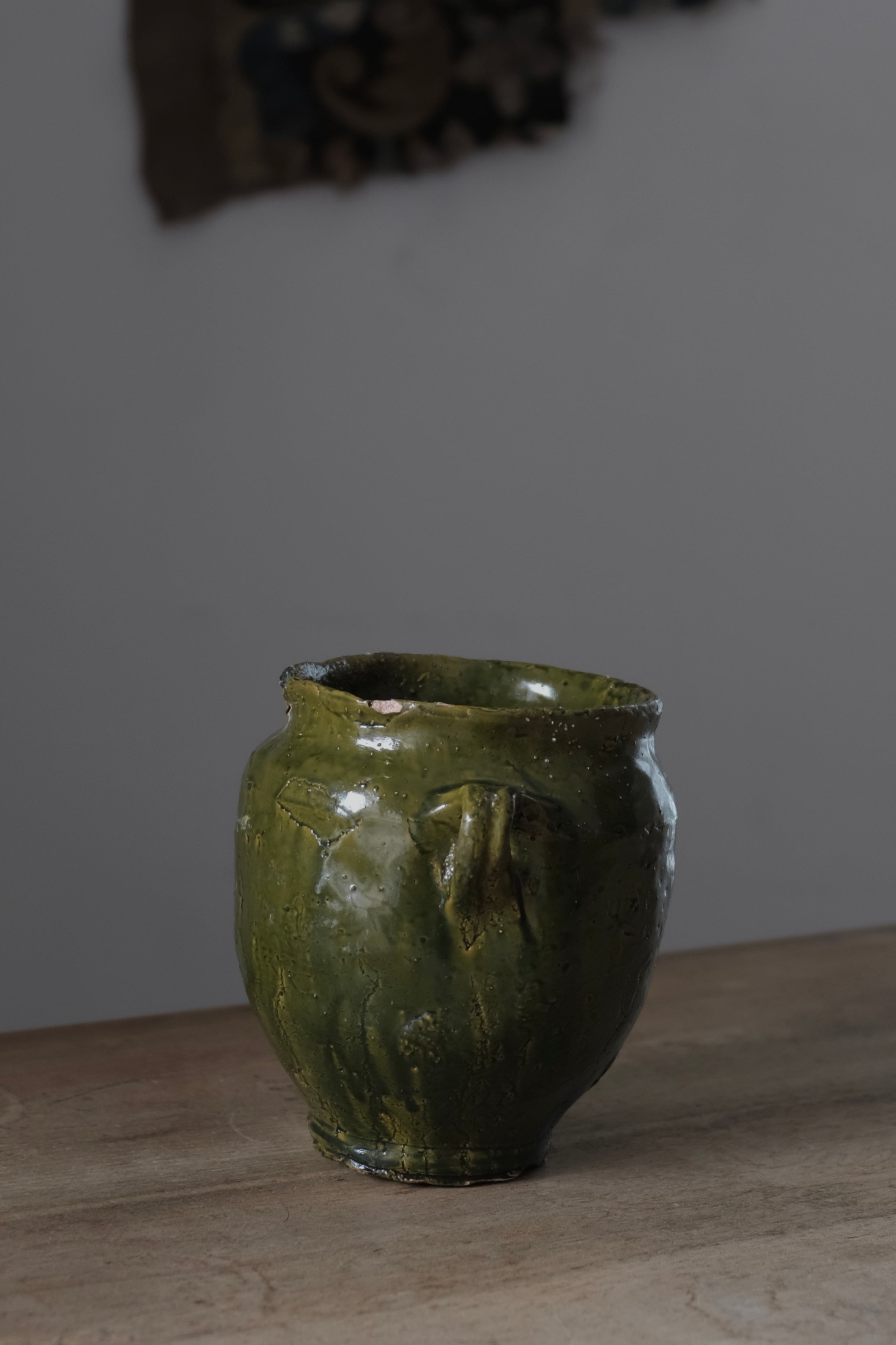 Provence Confit Pot 1800s / 南仏 緑釉壺 コンフィ ポット フランス アンティーク, Provence Pot,- ambiant