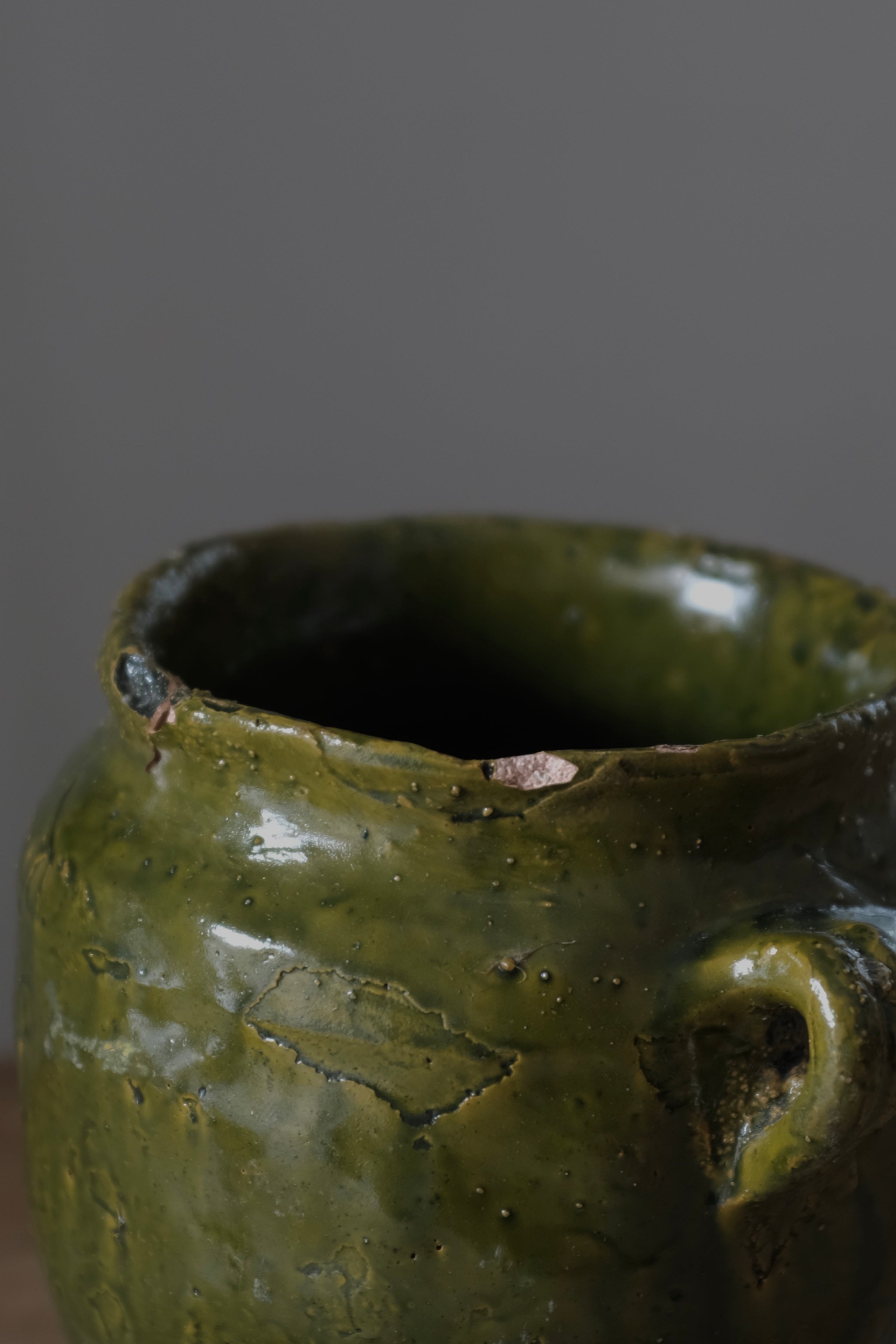 Provence Confit Pot 1800s / 南仏 緑釉壺 コンフィ ポット フランス アンティーク, Provence Pot,- ambiant