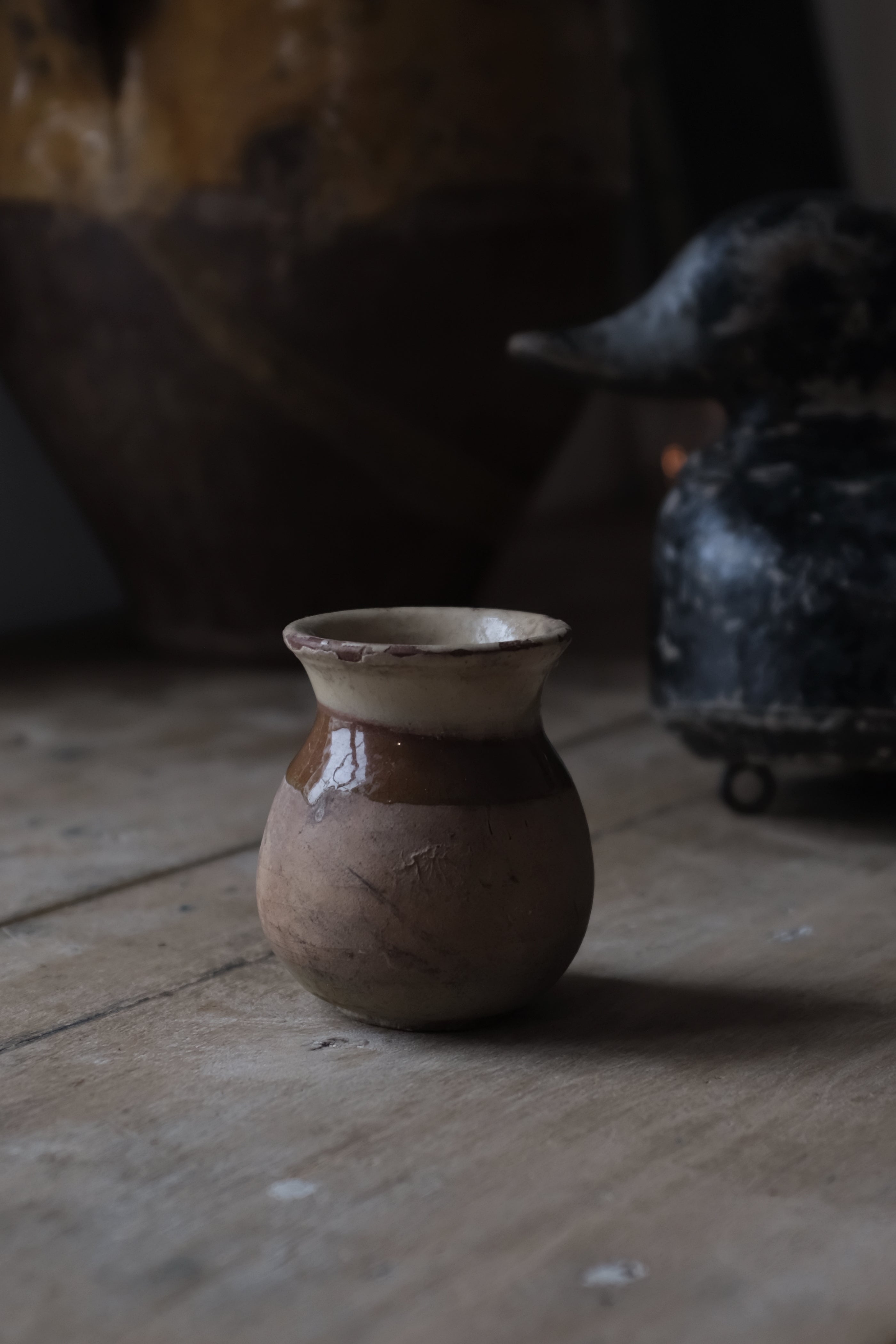 French Antique Small Pot / 鳥 水甕 ポット フランス アンティーク