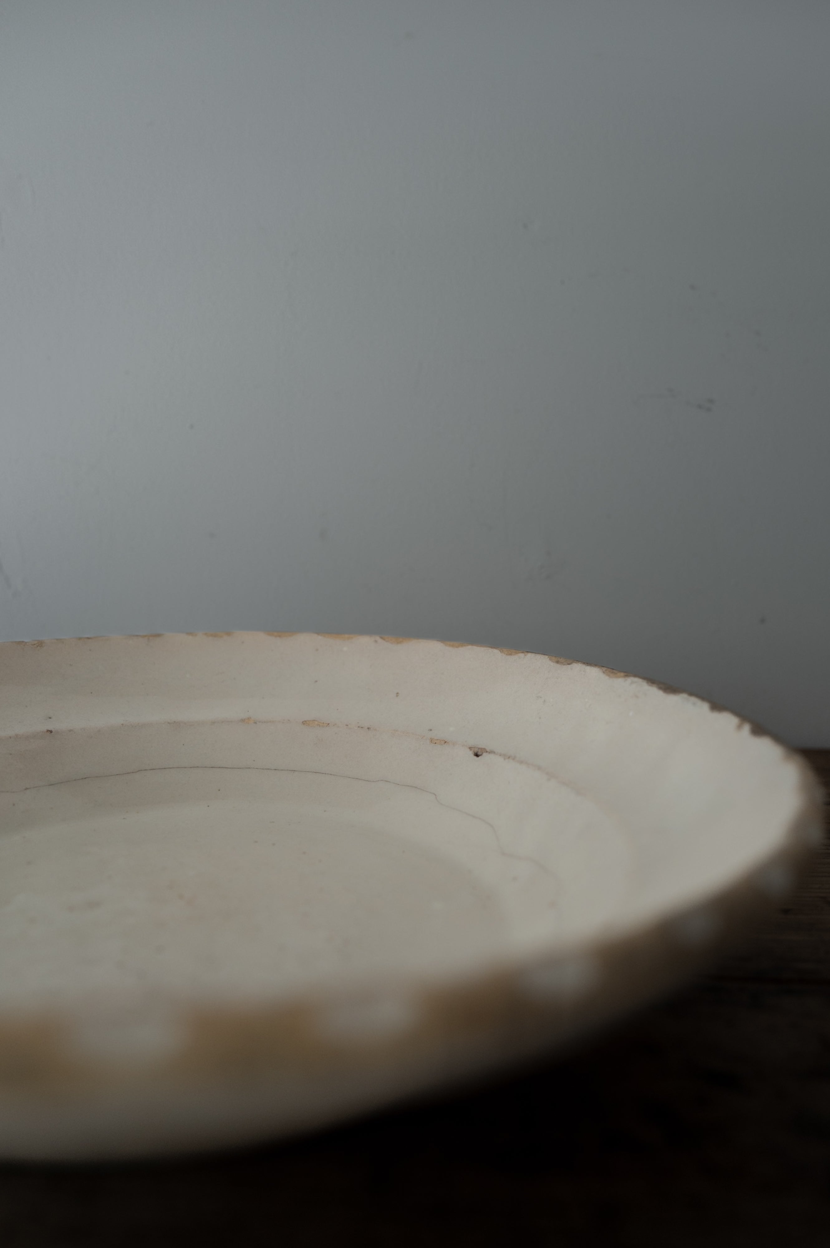 19th Century Italian Grottaglie, Puglia, White Tin Glazed Ring Flower Large Plate AN-4176