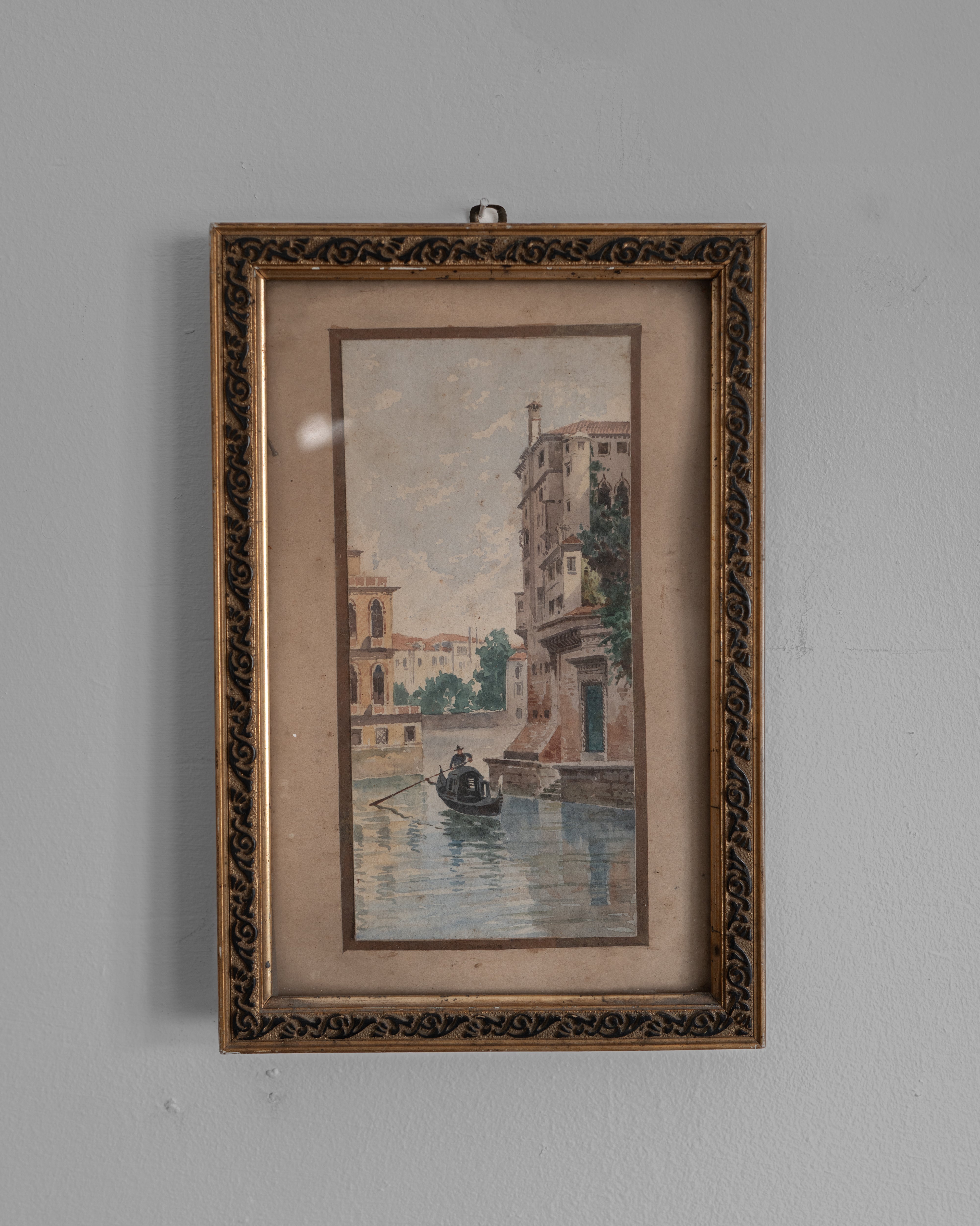 Italian Antique Venice Canal Painting AN-25035