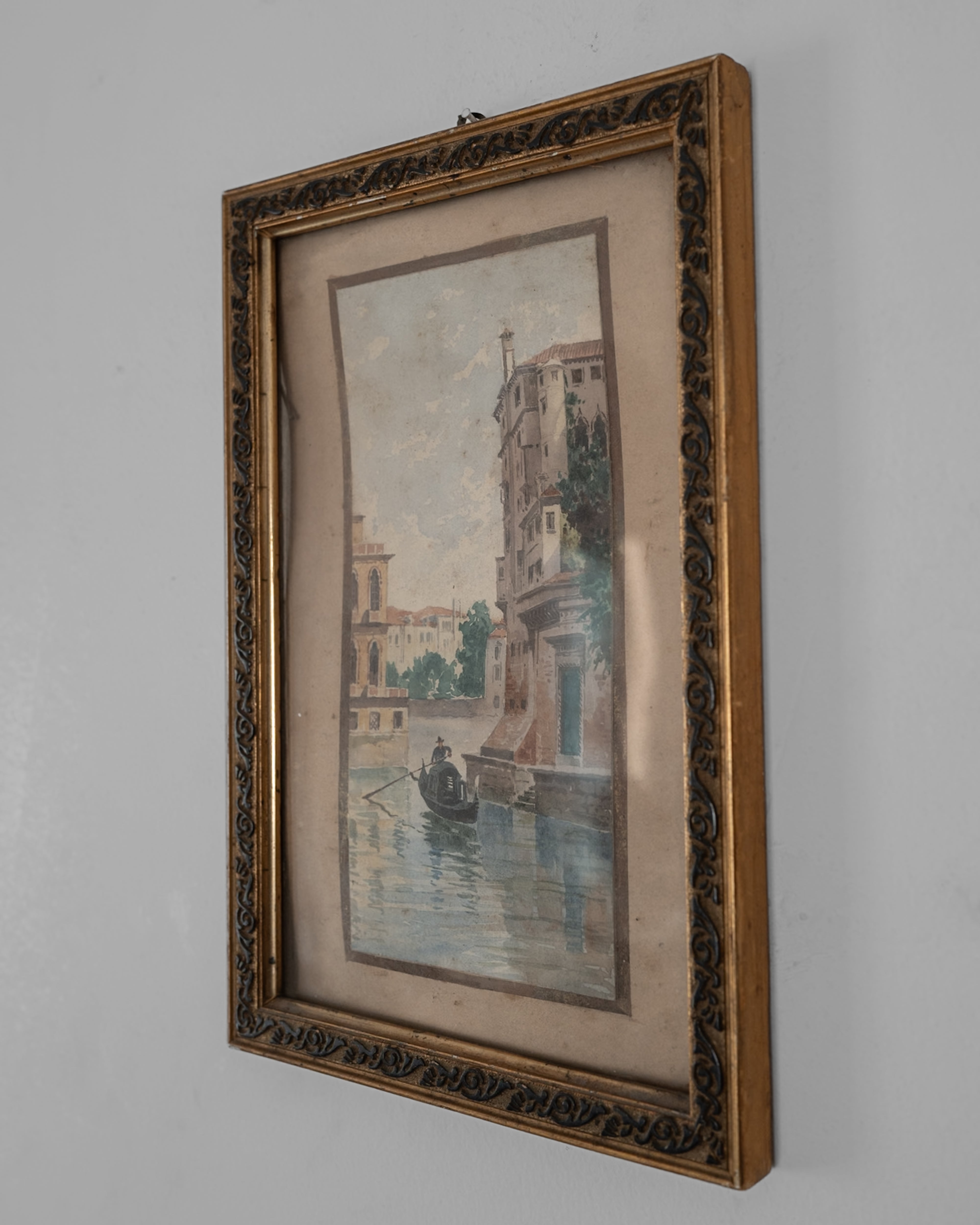 Italian Antique Venice Canal Painting AN-25035