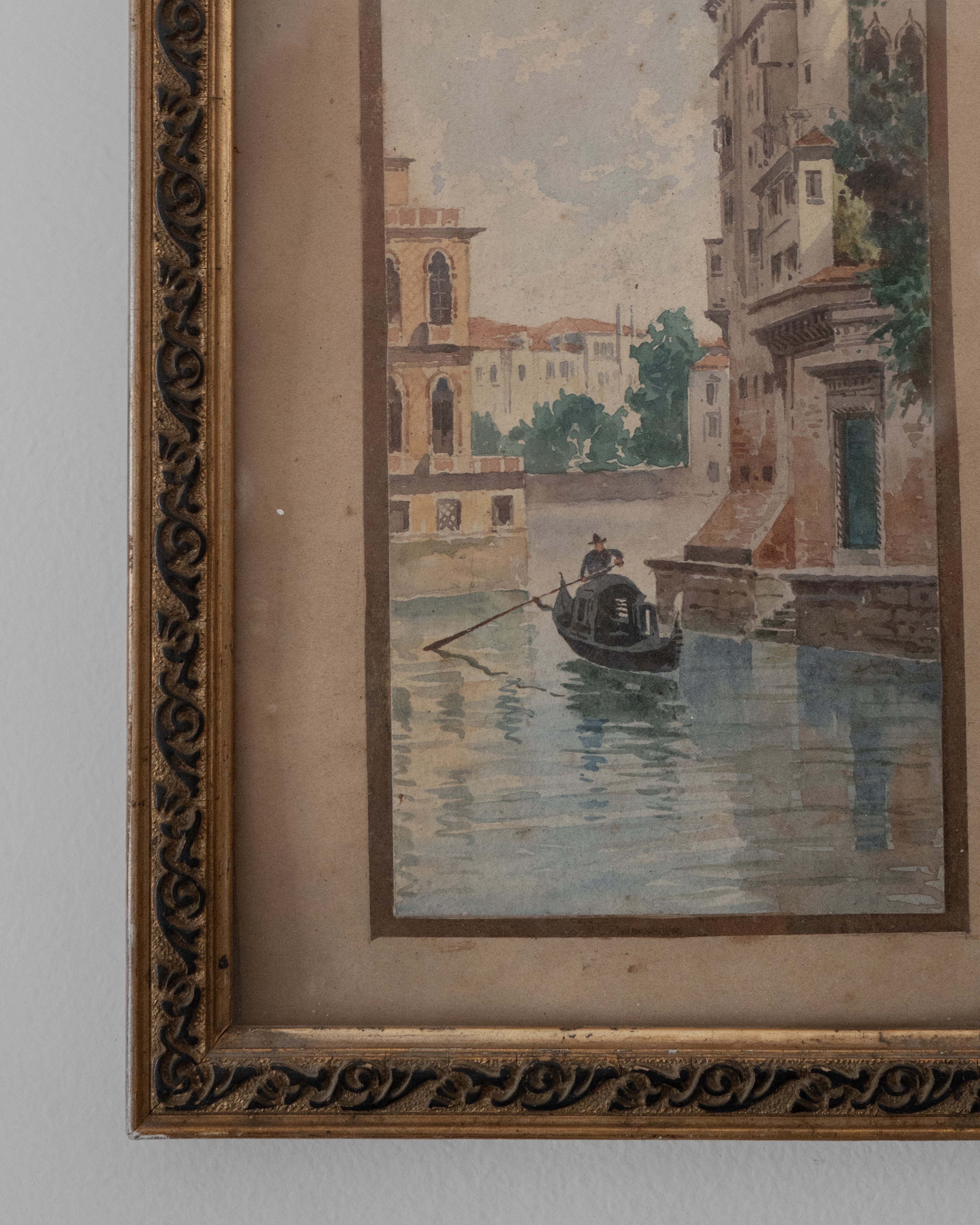 Italian Antique Venice Canal Painting AN-25035