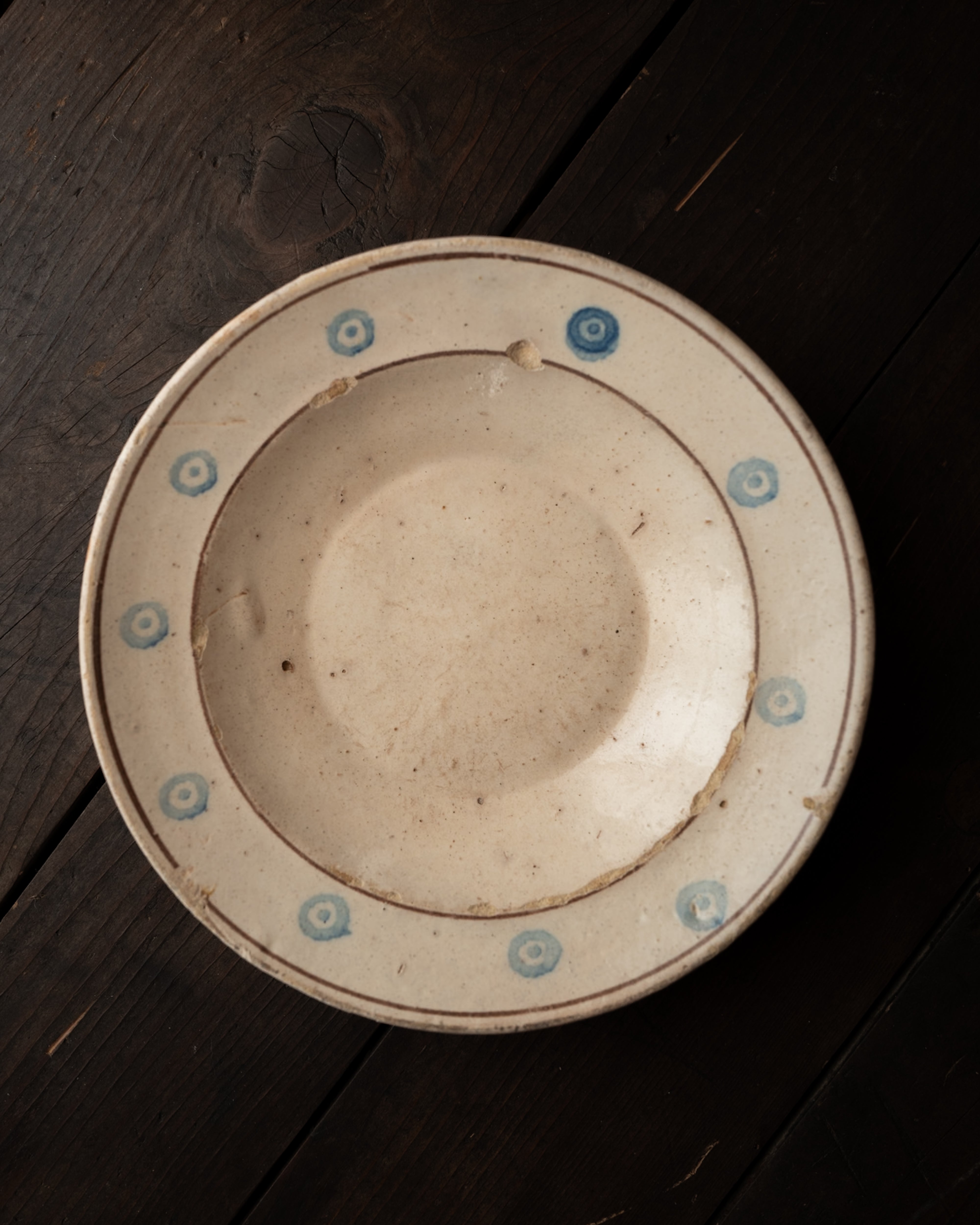 Blue pattern plate from Grottaglie, Puglia, Italy