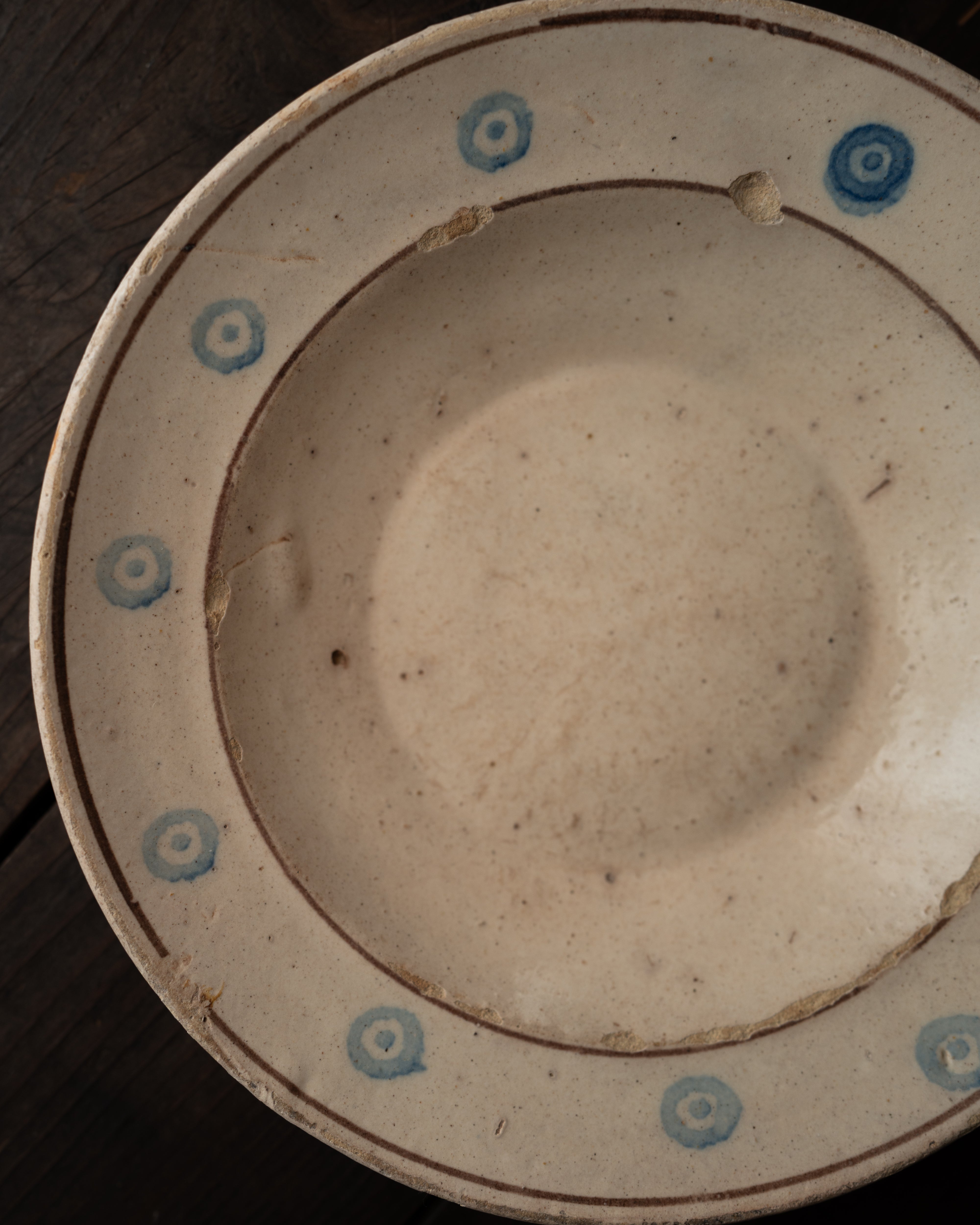 Blue pattern plate from Grottaglie, Puglia, Italy