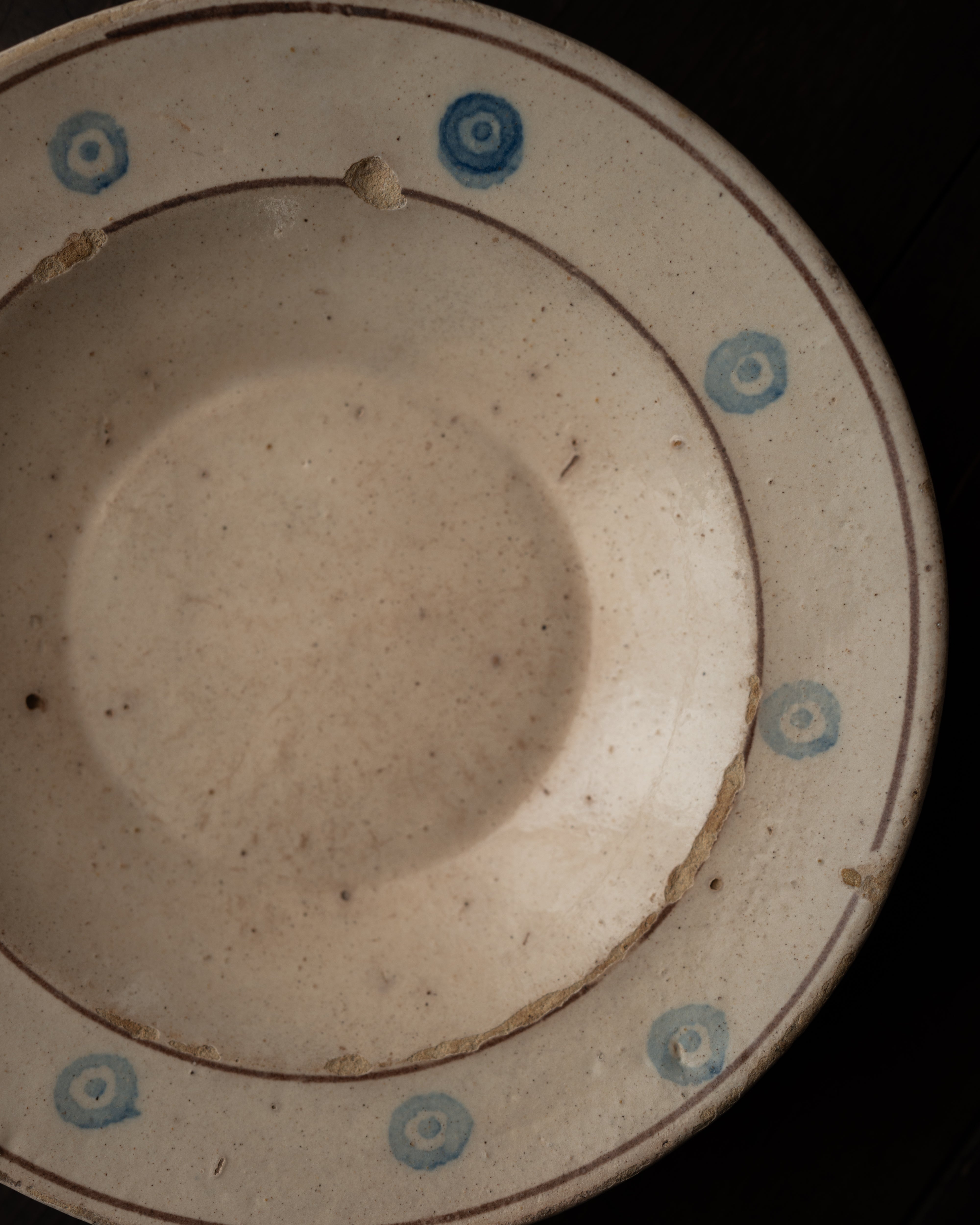 Blue pattern plate from Grottaglie, Puglia, Italy