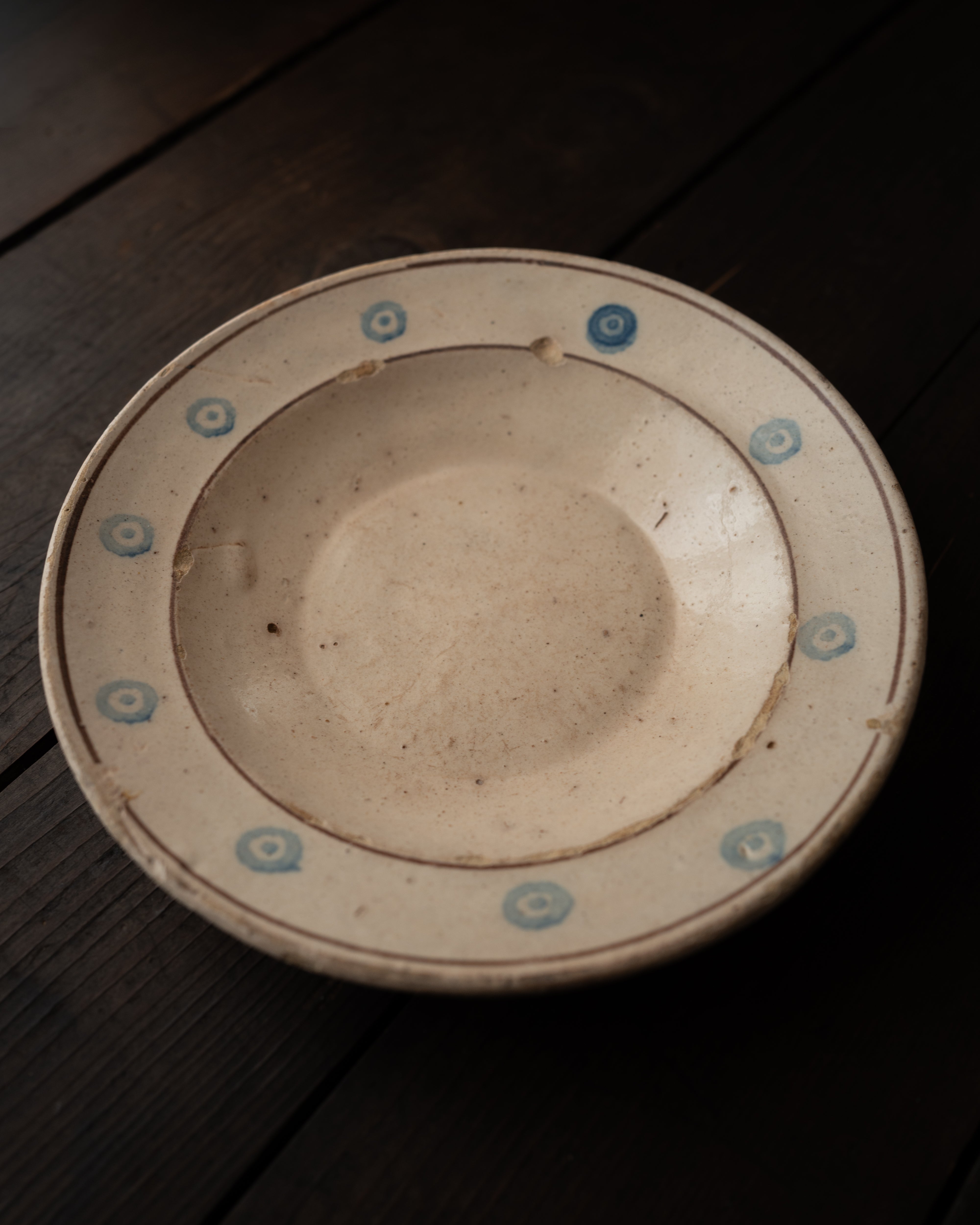 Blue pattern plate from Grottaglie, Puglia, Italy