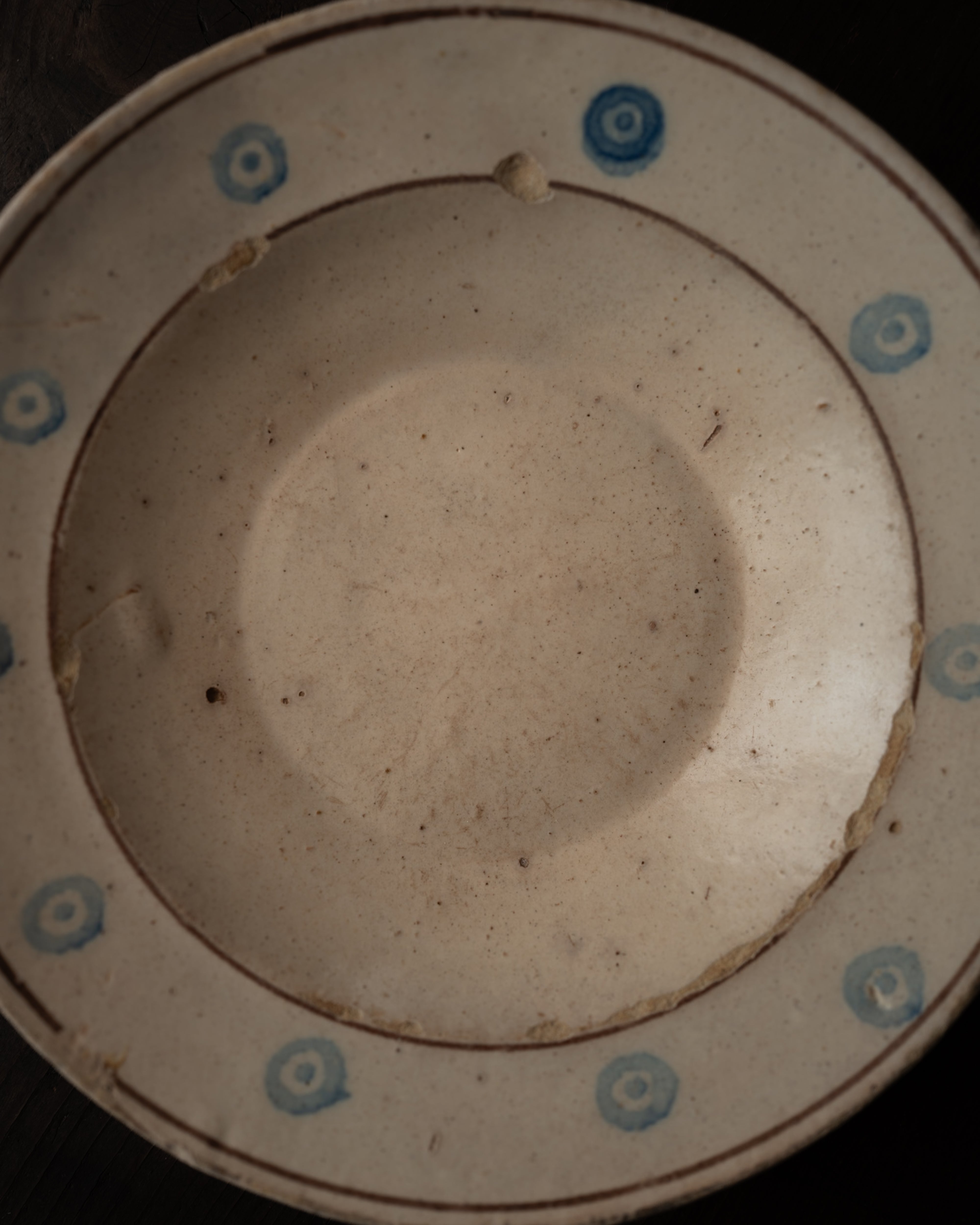 Blue pattern plate from Grottaglie, Puglia, Italy