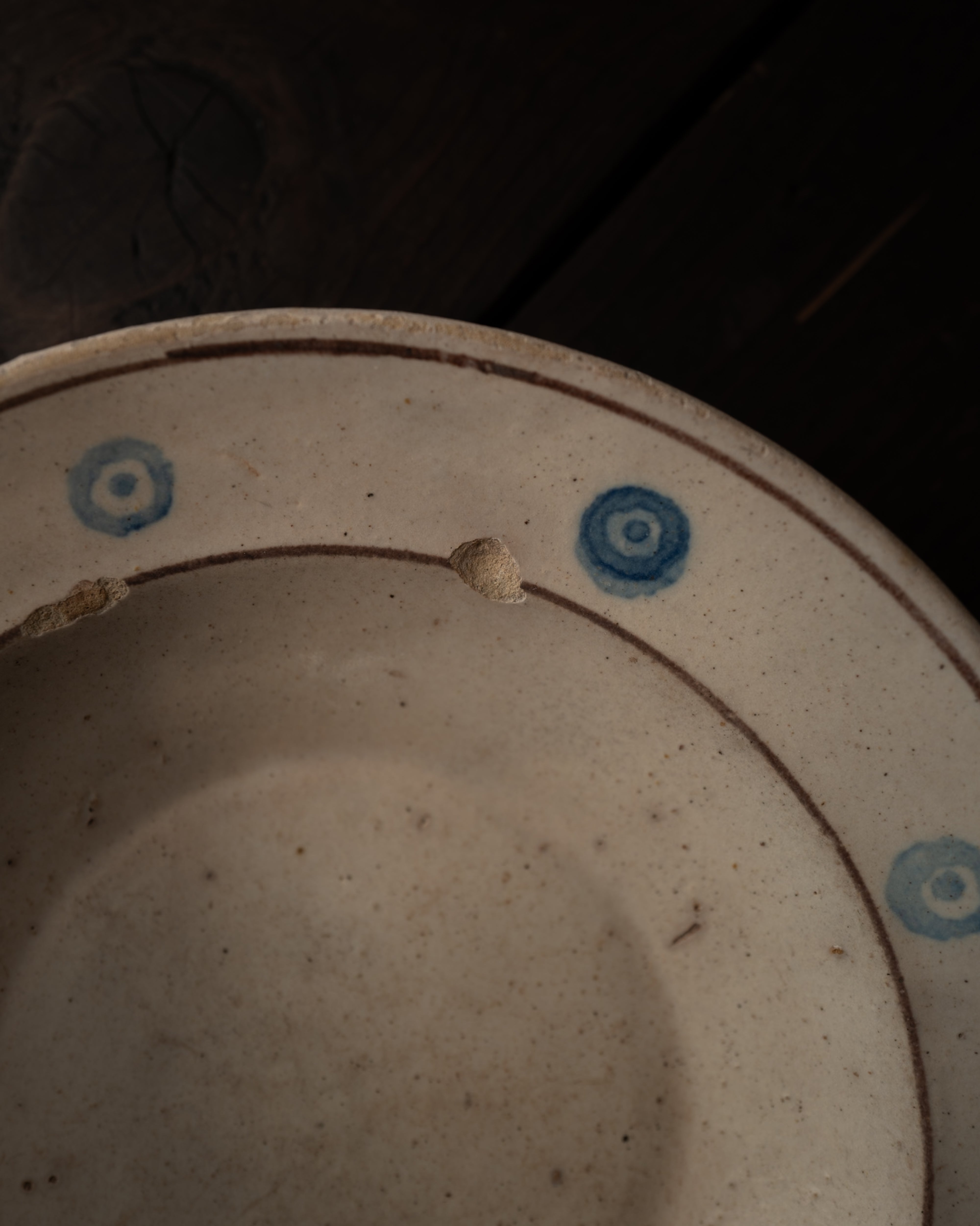 Blue pattern plate from Grottaglie, Puglia, Italy