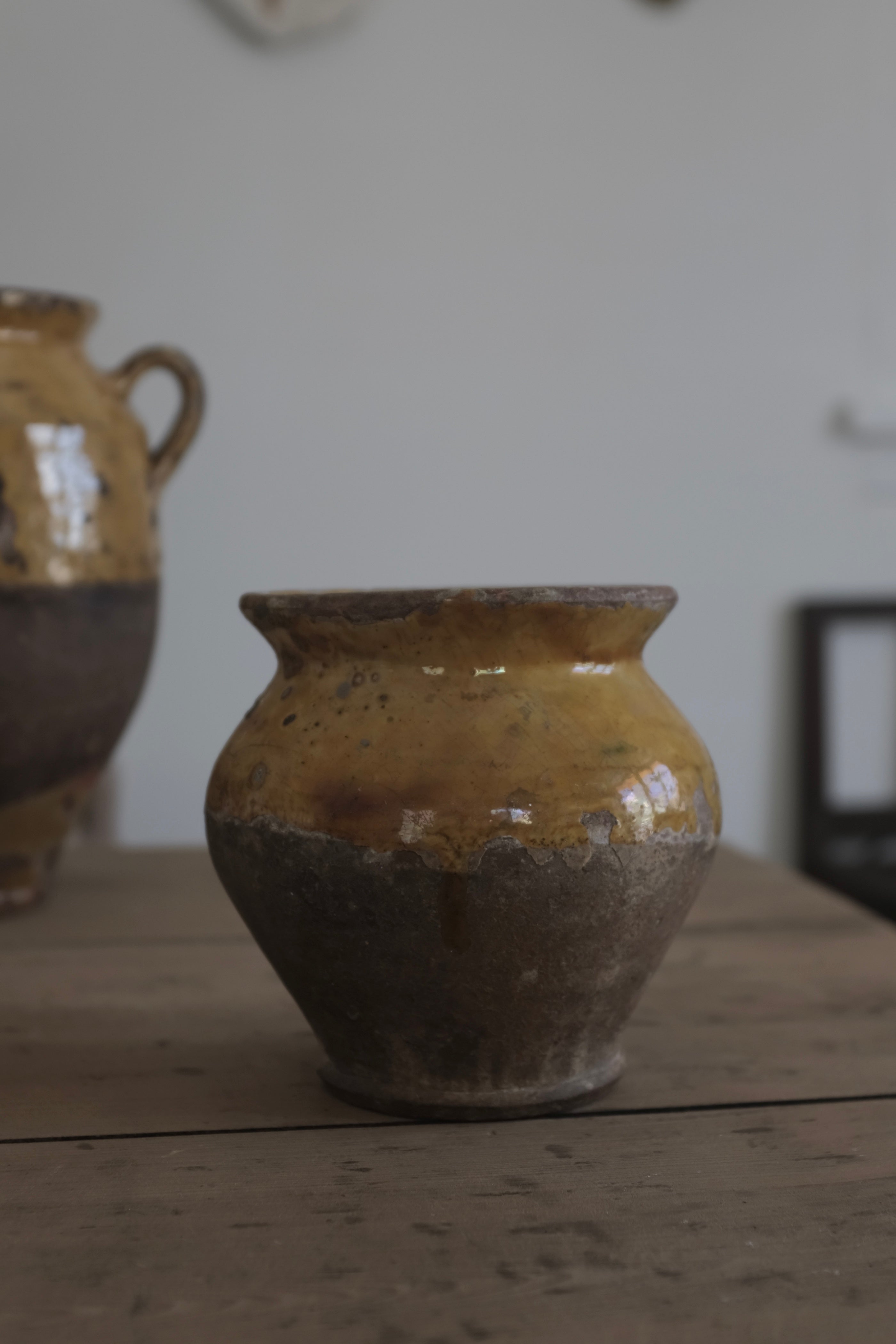 French Antique Confit Pot / 南仏 黄釉 コンフィ ポット フランス