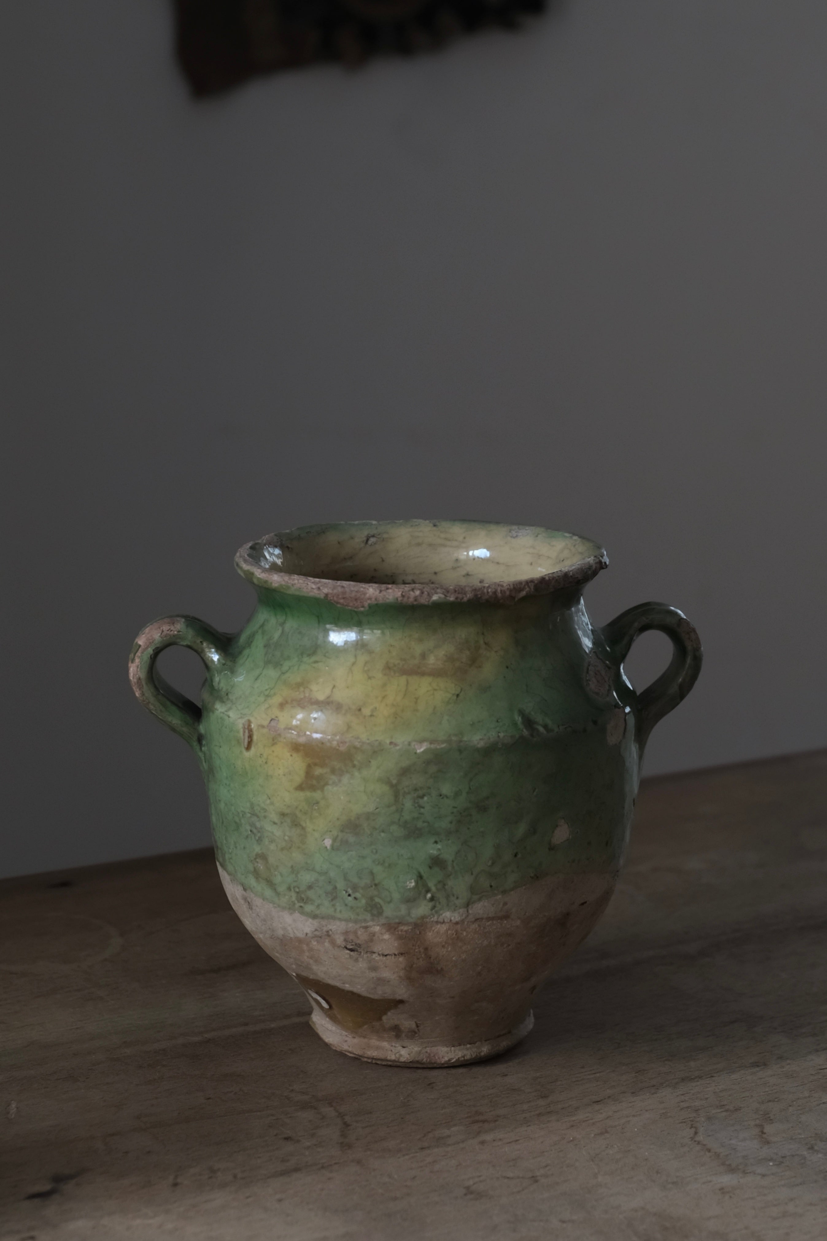 French Antique Provence Confit Pot 1800s / 南仏 緑釉壺 ポット 保存