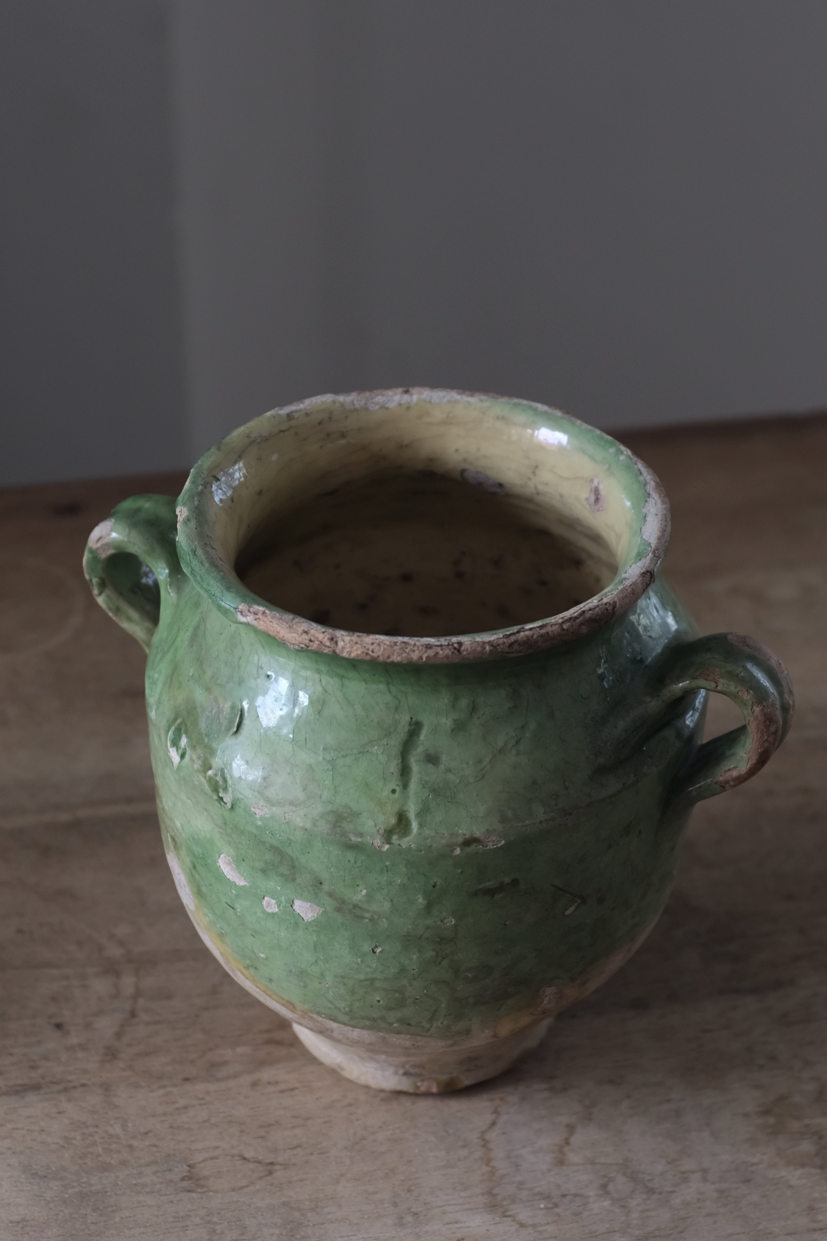 French Antique Provence Confit Pot 1800s / 南仏 緑釉壺 ポット 保存