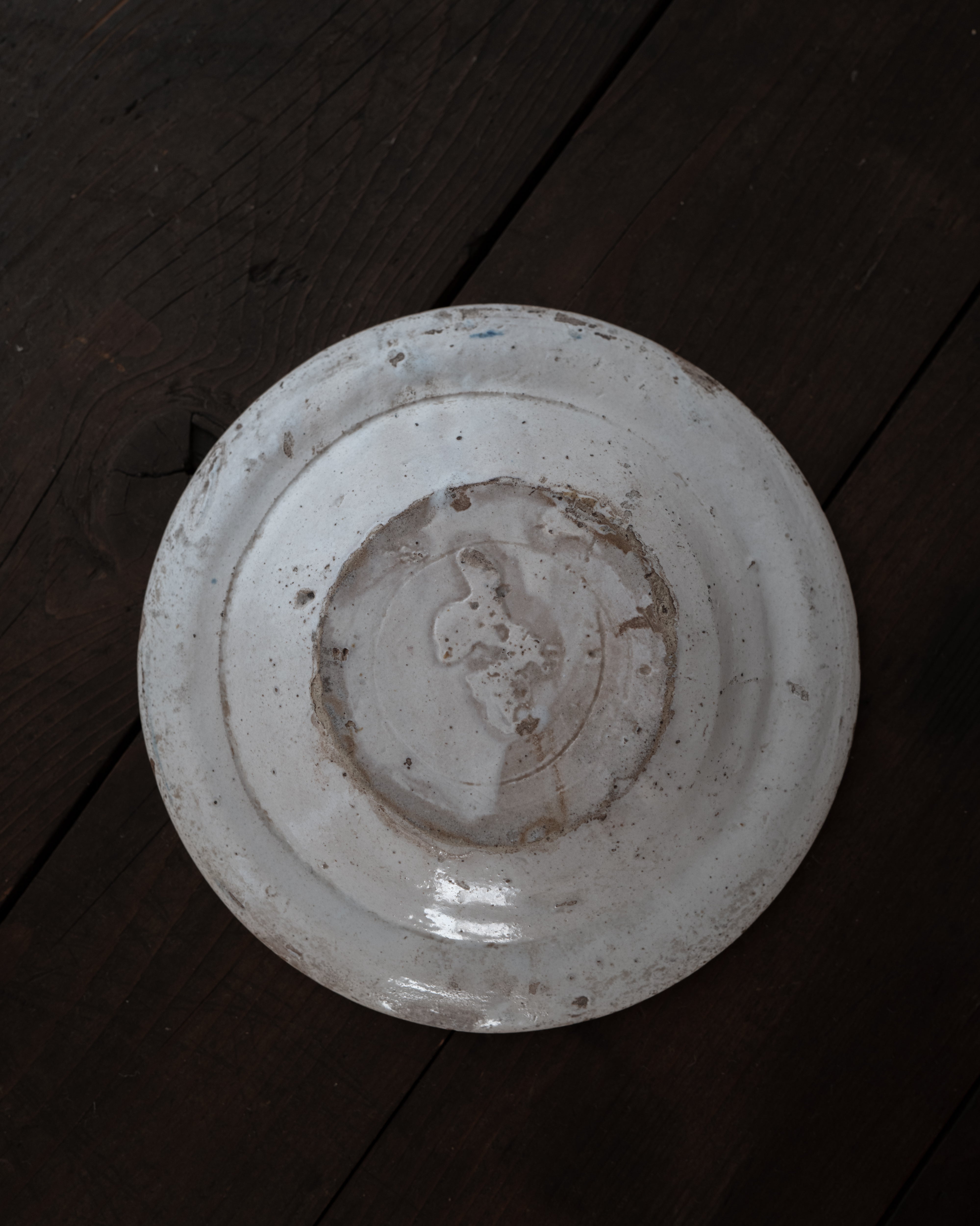 19世紀 イタリア プーリア グロッターリエ 青輪皿 AN-5232